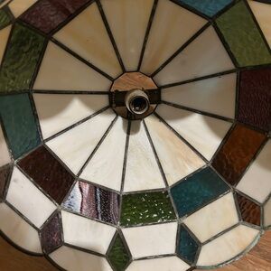 Tiffany & Co. Geometric Stained Glass Shade in Cream and Green